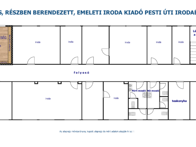 21 m2-es, részben berendezett, emeleti iroda a Pesti úton