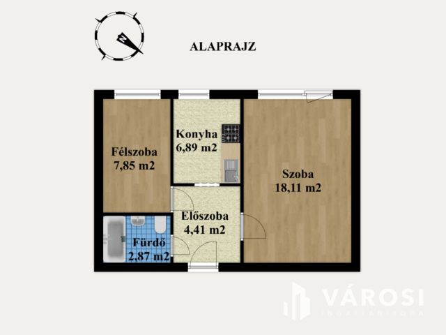 1,5 szobás, hőszigetelt lakás a városközpontban